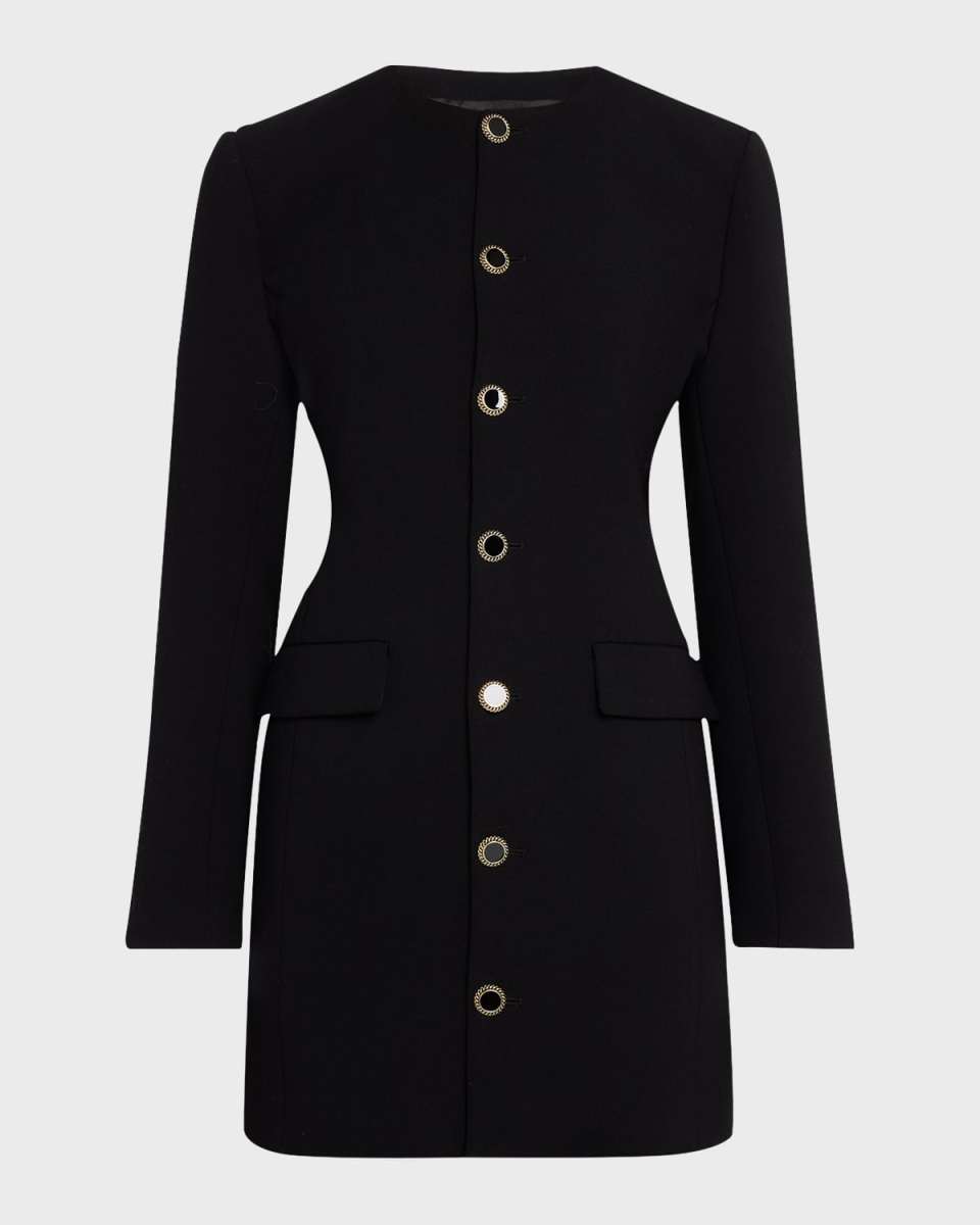 Button-Front Mini Suiting Dress